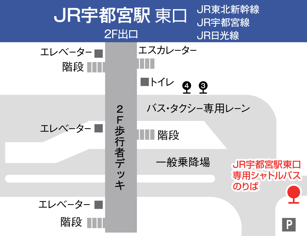 JR宇都宮駅東口 専用シャトルバスのりば